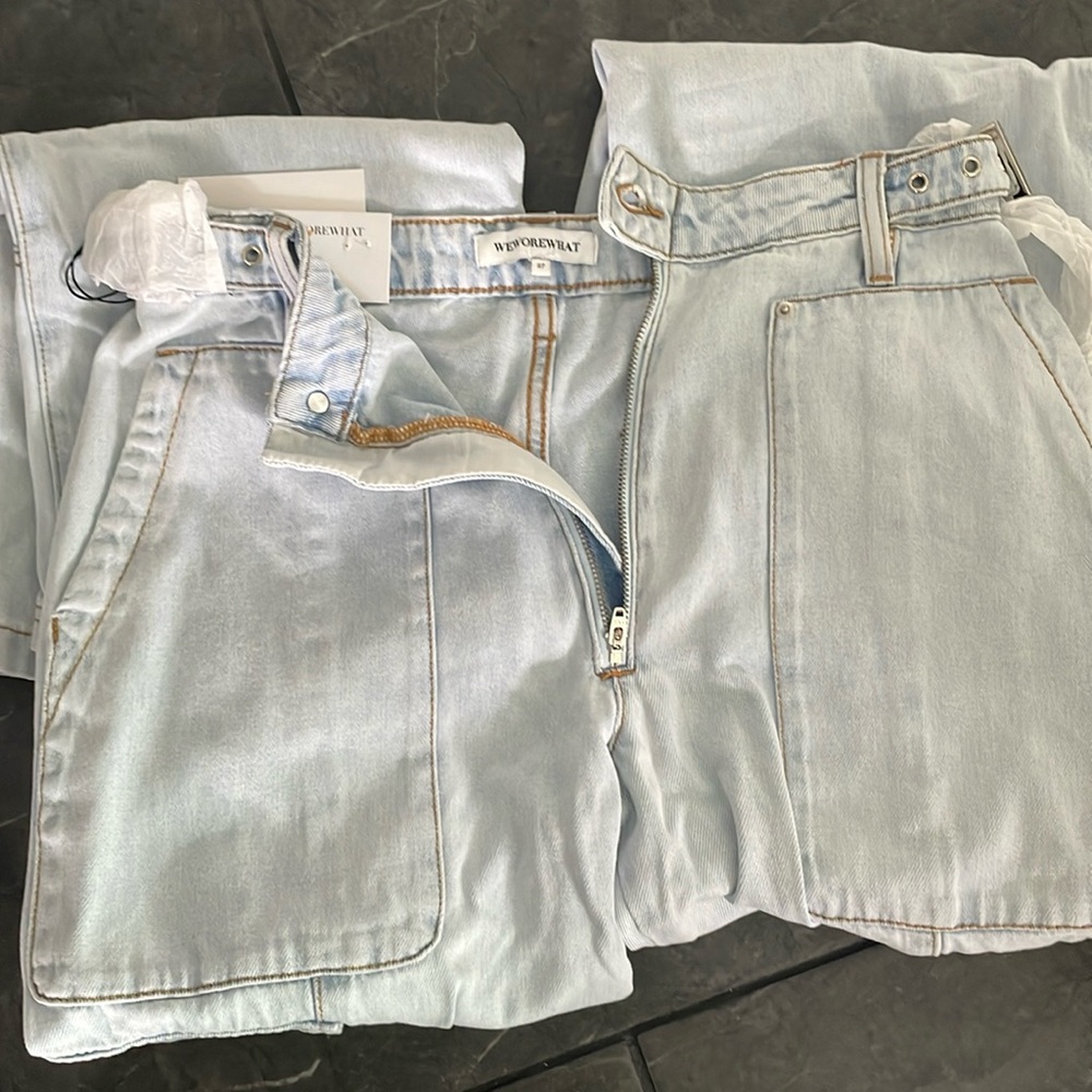 WeWoreWhat denim straight cargo jean -NWT